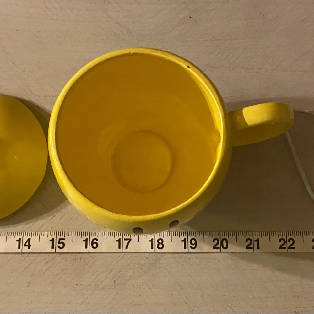 Perfect Yellow Smiley Face Mug with Lid Great accent vase happy home decorative! - Picture 6 of 9